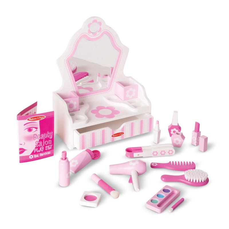 Melissa & Doug - Wooden Beauty Salon Play Set - vanity and beauty accessories