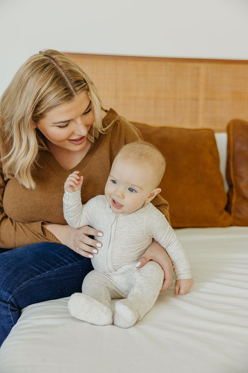 Copper Pearl - Oat Zip-up Footie Pajama (0-3 months)