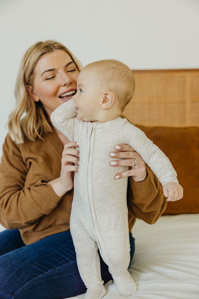 Copper Pearl - Oat Zip-up Footie Pajama (6-12 months)