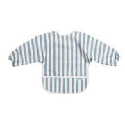 Meyco Baby Sleeved Baby Bib – Fat Stripe Jeans Blue – product view