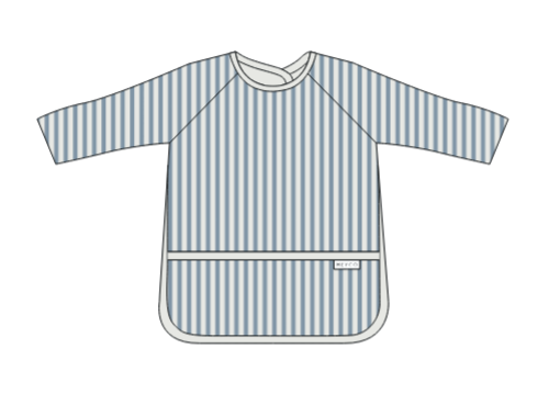 Meyco Baby - Bib with sleeves Fat Stripe Jeans Blue 1-pack