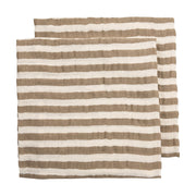 Meyco Baby Muslin Squares – Fat Stripe Taupe – product view