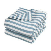 Meyco Baby Muslin Swaddle Blankets – Fat Stripe Jeans Blue – product view