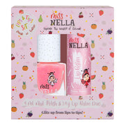 Miss Nella - Lips & Tips Duo - Lip Balm Honey Bunny + 1 Varrying Nail Polish - Pepack of 3