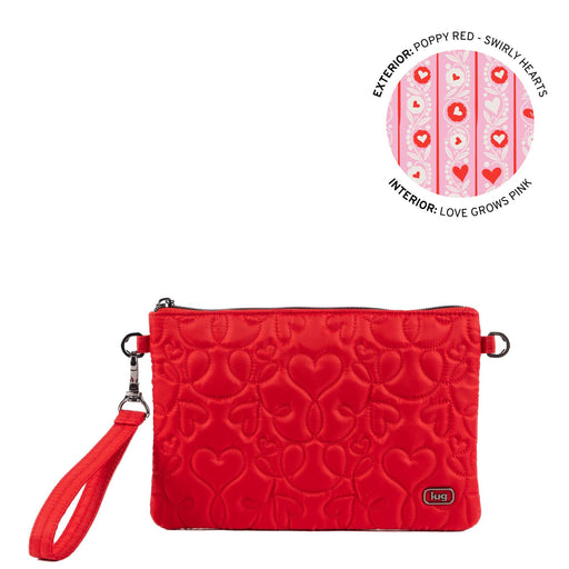 LUG - Ziplet Wristlet RFID Wallet - POPPY RED-SWIRLY HEARTS