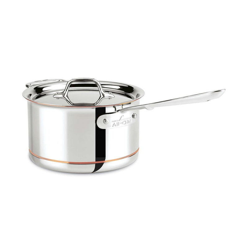 All-Clad - Copper Core 5 - Ply Bonded Cookware - Sauce Pan with Lid - 4 - Qt