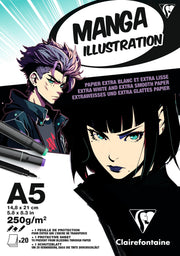 Clairefontaine - Bloc coll� Illustration Manga A5 250g