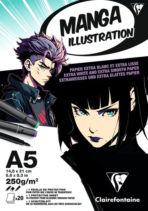Clairefontaine - Bloc coll� Illustration Manga A5 250g