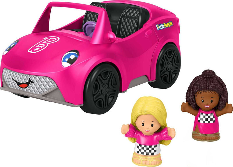 Mattel - BARBIE - LITTLE PEOPLE - PINK CONVERTIBLE CAR and FIGS