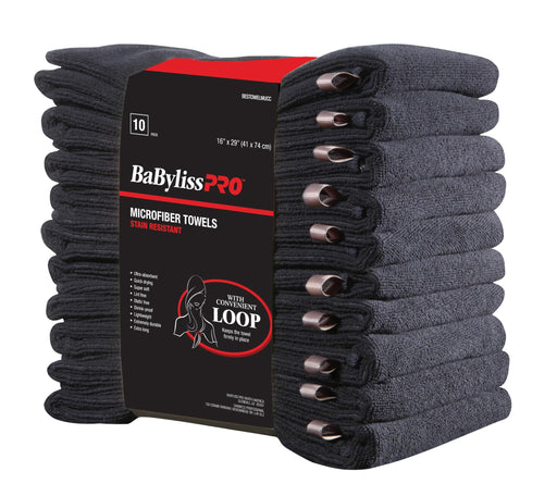BaByliss - Towel Microfiber Eco-Friendly Black (10-PACK)