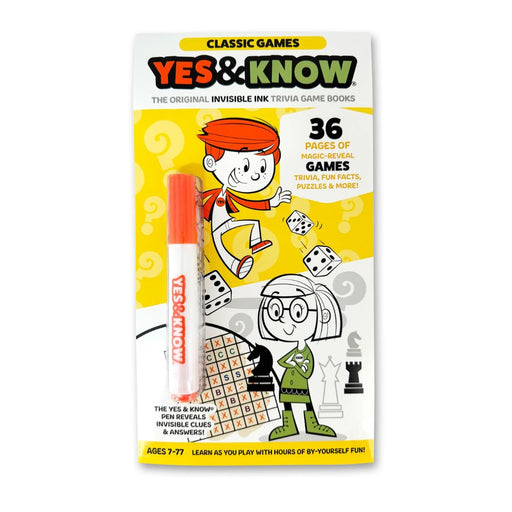 Tree Town Toys - YES & KNOW - INVISIBLE INK GAME BOOK - CLASSIC GAMES
