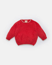 7AM - Boxy Sweater Fuzzy - Holiday Special | Ecru Crimson / 9-12M