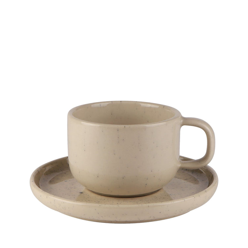 Mesa Ceramics - Mesa Ceramics Uno Speckle Nature Stoneware Tea Cup and Saucer 220ml