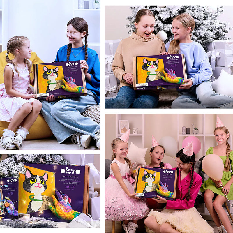 OKTO - COLORING WITH CLAY BY NUMBERS - CAT - Limolin 