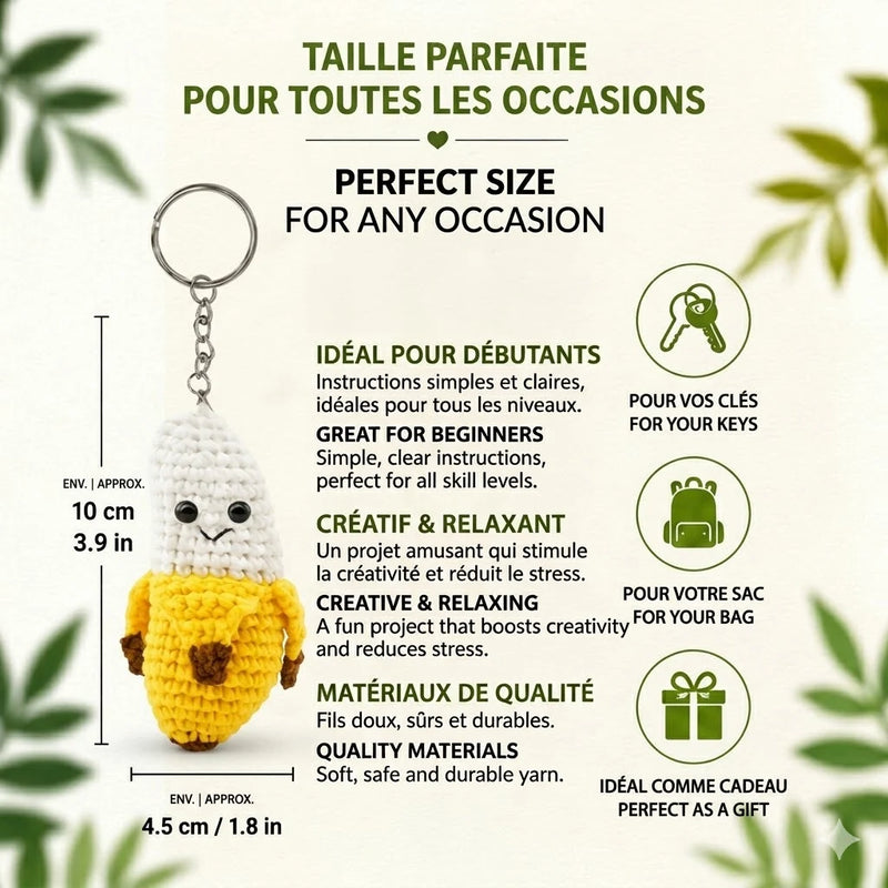 Broderie - KIT DE PORTE-CLÉS AU CROCHET À FAIRE SOI-MÊME BANANA BUDDY
