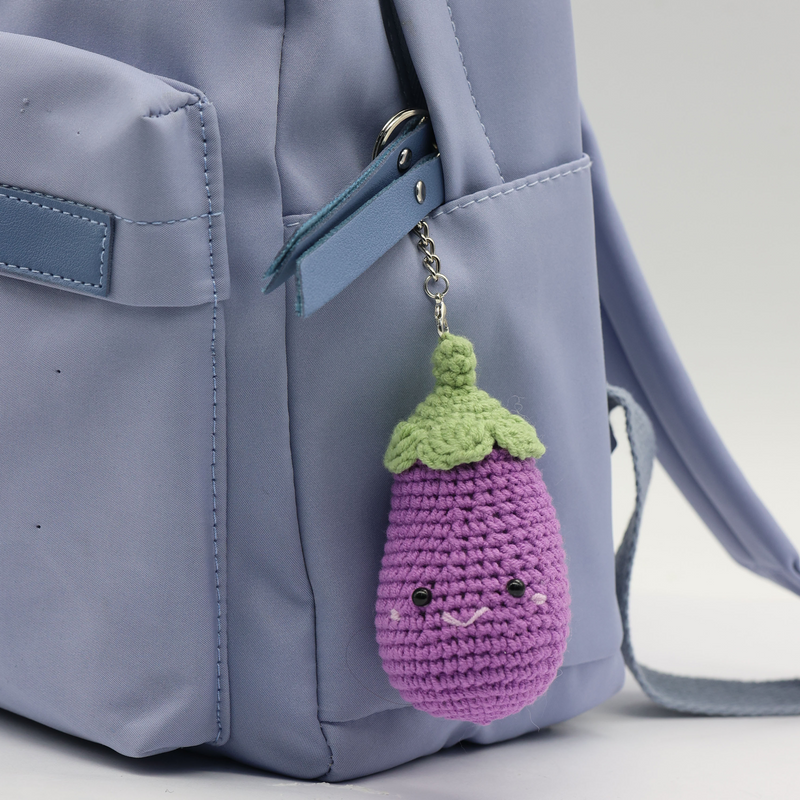 EGGPLANT DIY CROCHET KEY RING KIT