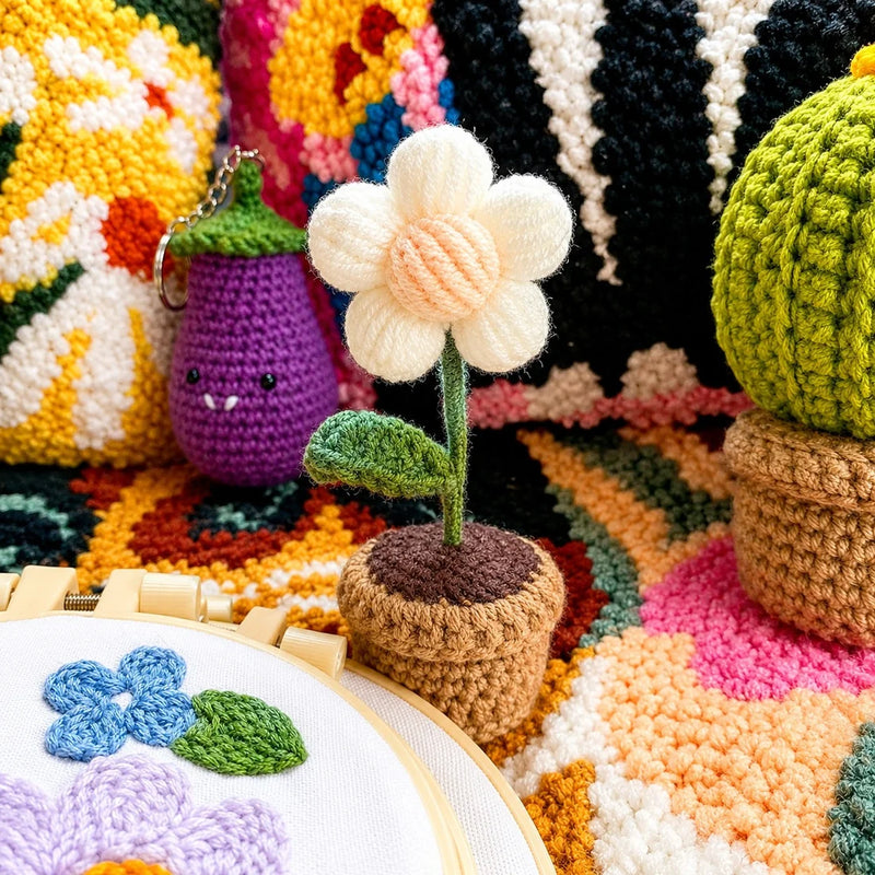 Broderie - KIT DE CROCHET À FAIRE SOI-MÊME MARGUERITE EN POT