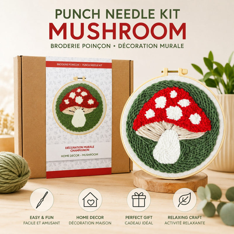 MUSHROOM HOME DECOR PUNCH NEEDLE KIT
