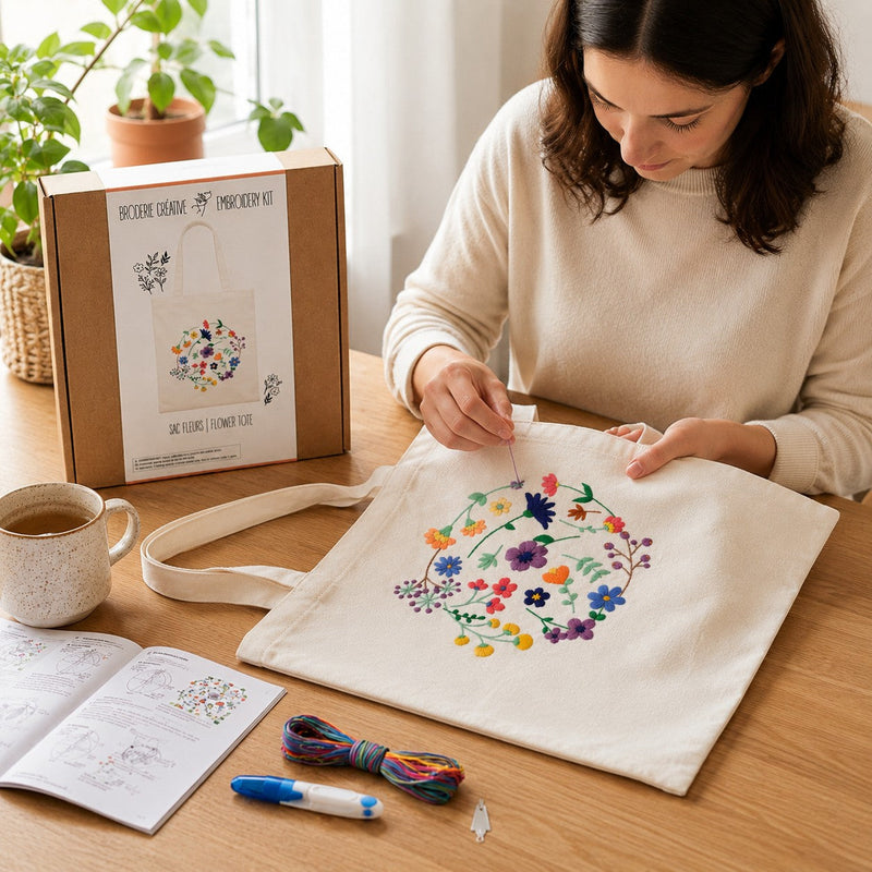 FLOWER TOTE BAG EMBROIDERY KIT