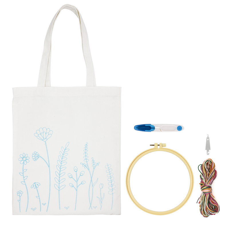 MEADOW FLOWERS TOTE BAG EMBROIDERY KIT