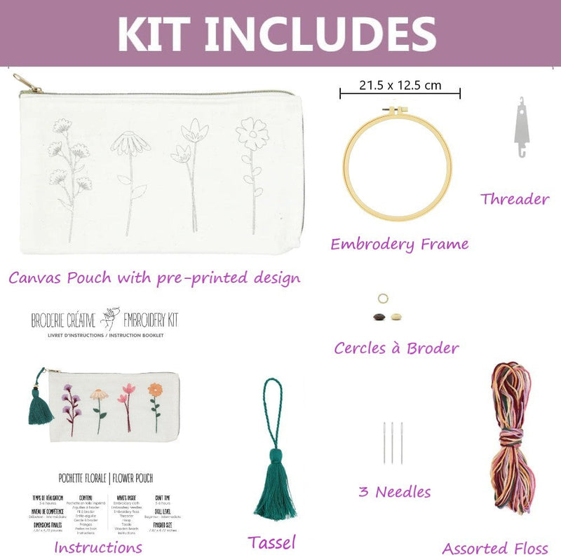FLOWER EMBROIDERY POUCH KIT