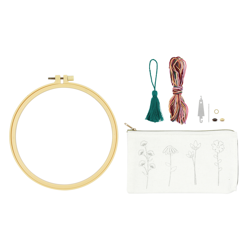 FLOWER EMBROIDERY POUCH KIT