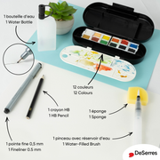 WATERCOLOUR TRAVEL KIT-17 PIECES