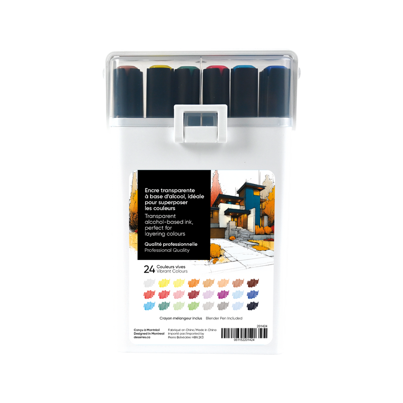 SET OF 24 ALCOHOL DUAL-TIP MARKERS