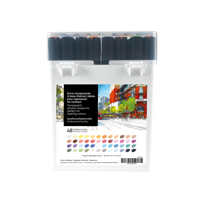 SET OF 48 ALCOHOL DUAL-TIP MARKERS