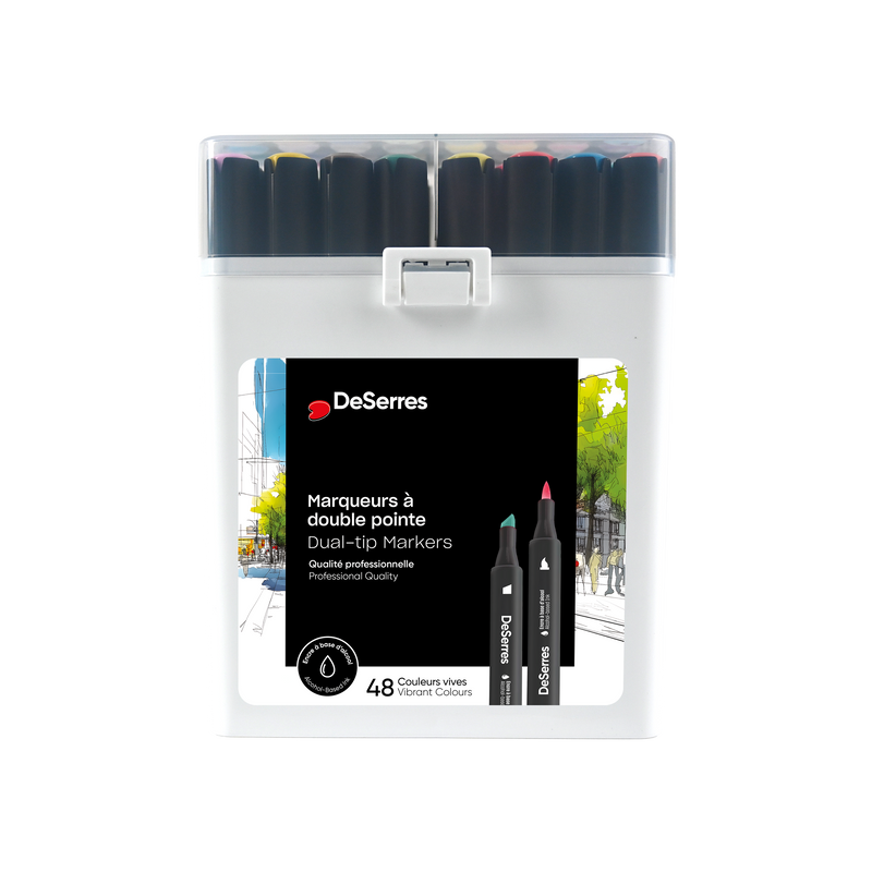 SET OF 48 ALCOHOL DUAL-TIP MARKERS