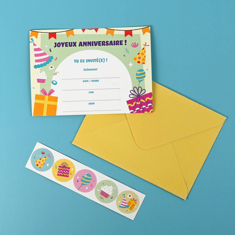 INVITATION SETS : KIT FOR BIRTHDAY - PRESENTS (FR)