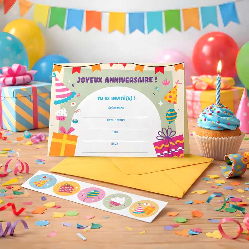 INVITATION SETS : KIT FOR BIRTHDAY - PRESENTS (FR)