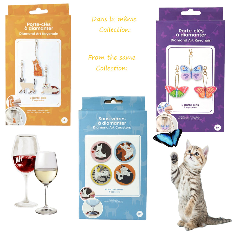 DIAMOND ART DIY KEYCHAINS- CATS