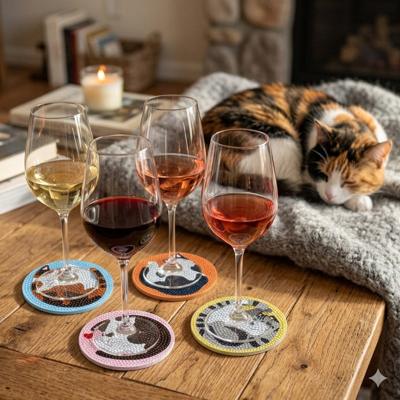 DIAMOND ART DIY COASTER SET- CATS