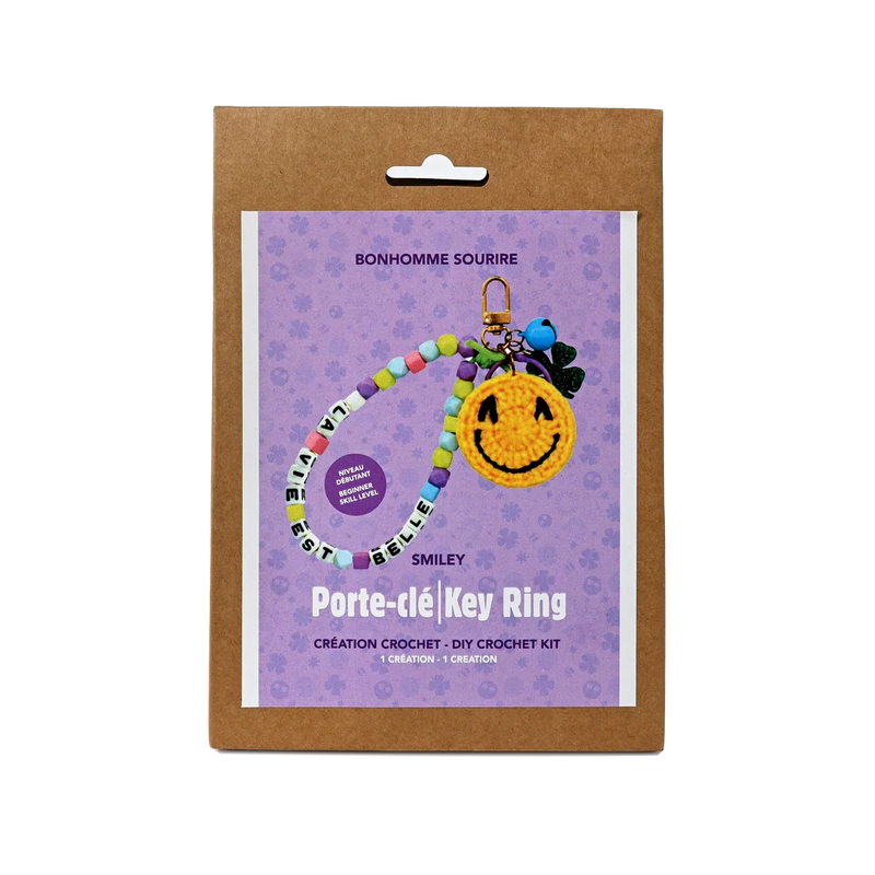 Broderie - KIT DE BRICOLAGE PORTE-CLÉS SMILEY AU CROCHET