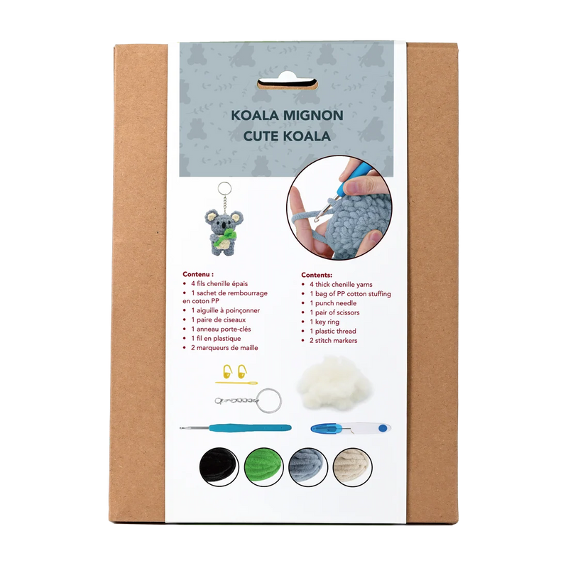 Broderie - KIT DE BRODERIE DE PORTE-CLÉS EN FIL PELUCHEUX - KOALA