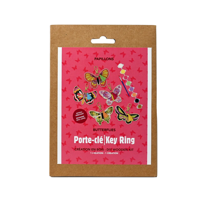 Broderie - KIT DE BRICOLAGE PORTE-CLÉS EN BOIS - PAPILLONS