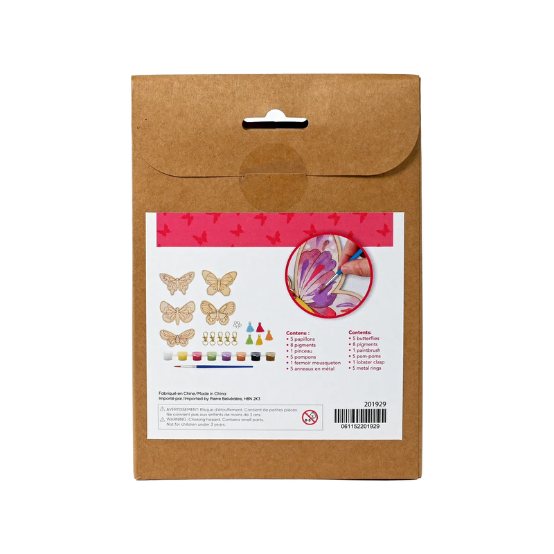 Broderie - KIT DE BRICOLAGE PORTE-CLÉS EN BOIS - PAPILLONS