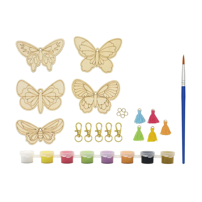 Broderie - KIT DE BRICOLAGE PORTE-CLÉS EN BOIS - PAPILLONS