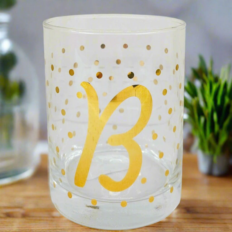 Luminarc Aristocrat Real Gold Monogram Glass – letter B – 14 fl oz