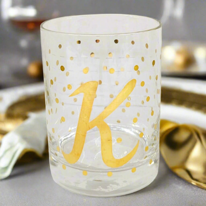 Luminarc Aristocrat Real Gold Monogram Glass – letter K – 14 fl oz