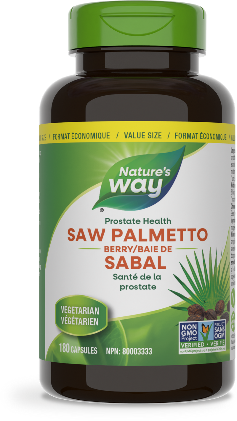 Nature’s Way – Saw Palmetto Berry – 585 mg | 180 Vegetarian Capsules – front bottle