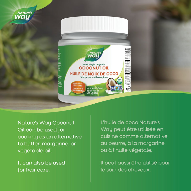 Nature’s Way – Organic Pure Virgin Coconut Oil | 16 oz / 454 g – cooking and baking suggestions