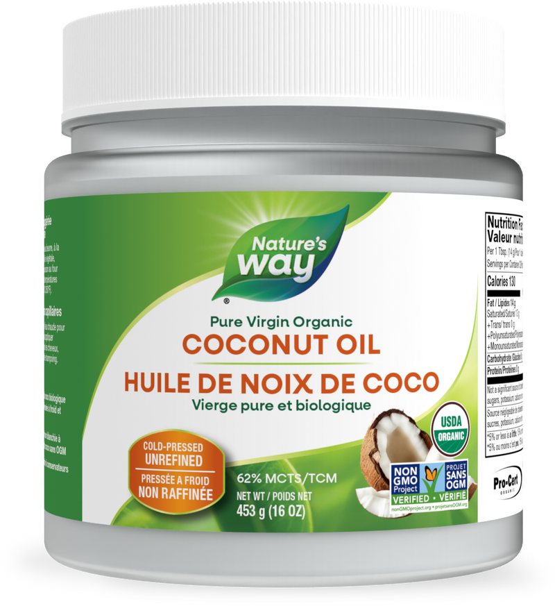 Nature’s Way – Organic Pure Virgin Coconut Oil | 16 oz / 454 g – front jar
