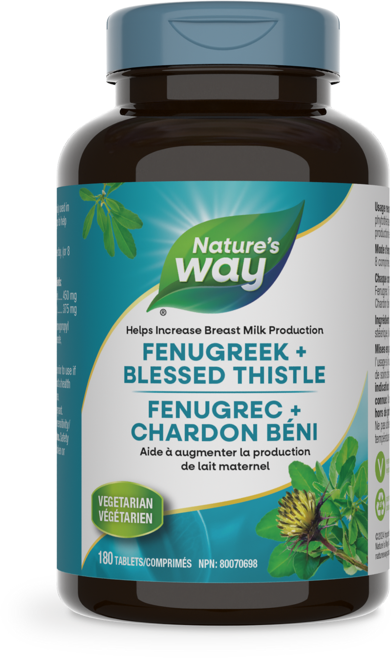 Nature’s Way – Fenugreek + Blessed Thistle – 450 mg + 375 mg | 180 Tablets – front bottle