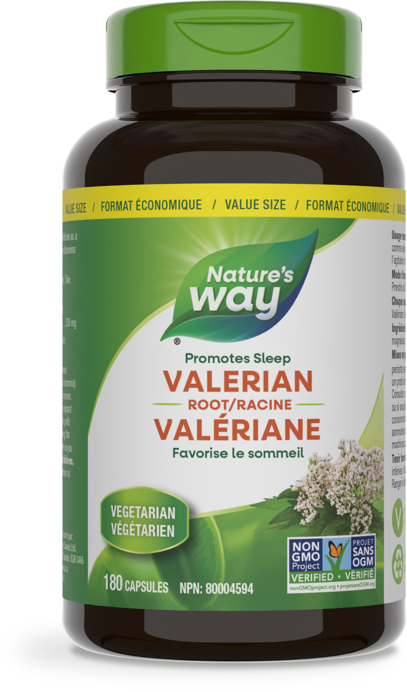 Nature’s Way – Valerian Root – 530 mg | 180 Vegetarian Capsules – front bottle