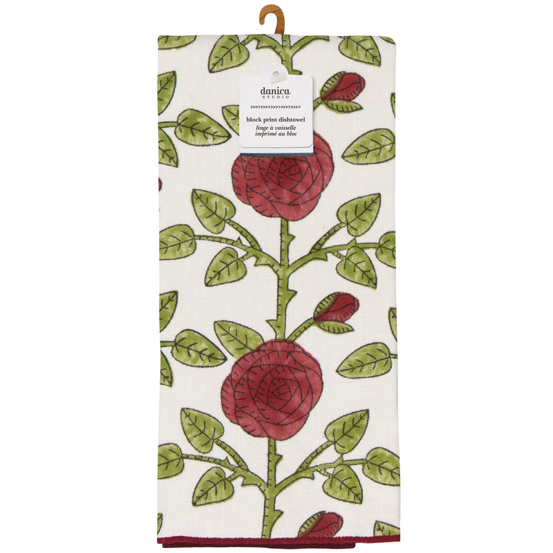 Danica Studio - Rose Briar Block Print Dishtowel