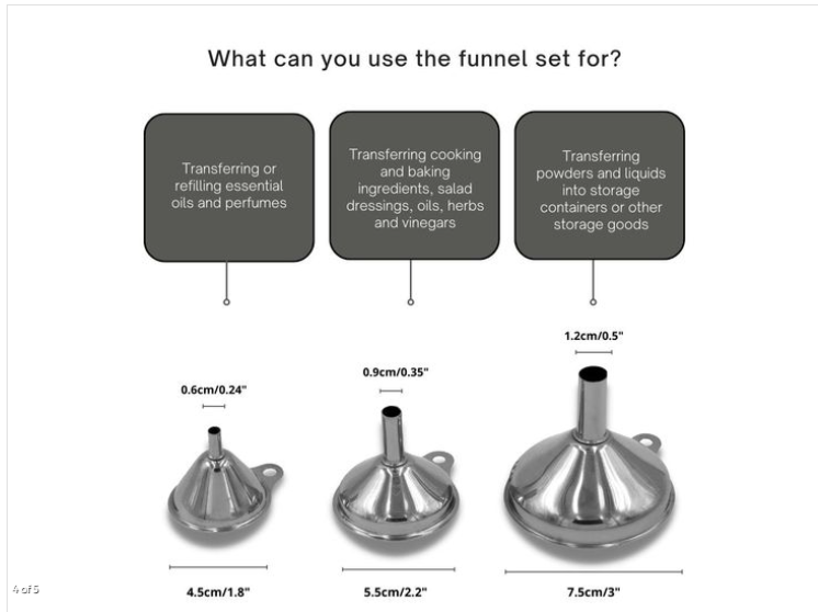 KITCHEN BASICS - Funnel Set 3/ST Stainless-Steel