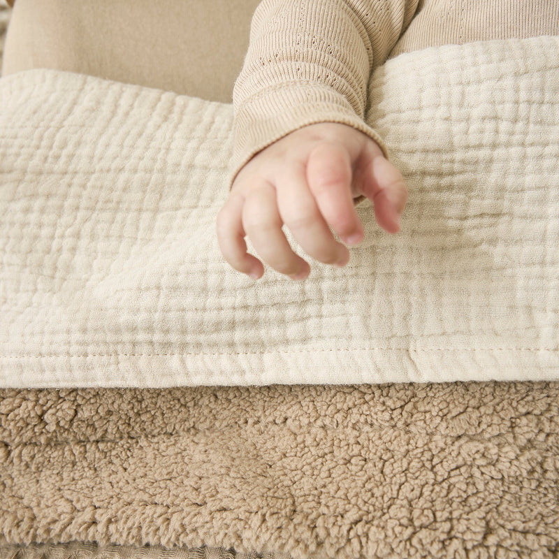 Meyco Baby Waffle Teddy Baby Blanket – Taupe – additional product detail or lifestyle view