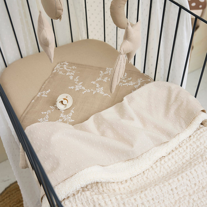 Meyco Baby Waffle Teddy Baby Blanket – Nature – additional product detail or lifestyle view